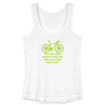 Équilibre du vélo Texte néon - Débardeur bio Femme - blanc - Devant