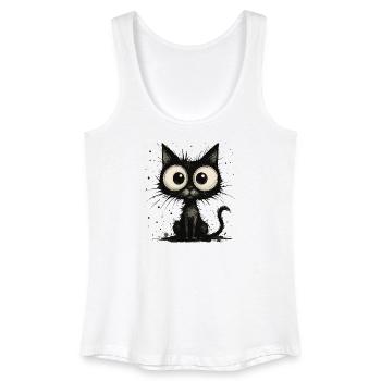 Funny black cat with big eyes – splash - Women’s Organic Tank Top - white - Front