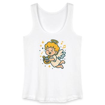 Cute Angel Playing Harp Design - Women’s Organic Tank Top - white - Front