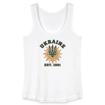Ukraine Trident Sonnenlogo EST1991 - Frauen Bio Tank Top - Weiß - Vorne