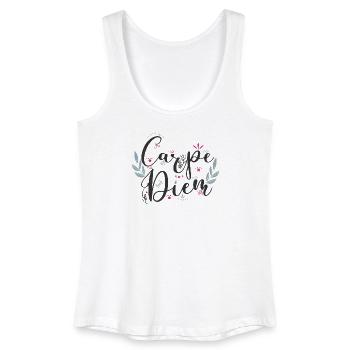 Carpe Diem Blumenschrift - Frauen Bio Tank Top - Weiß - Vorne