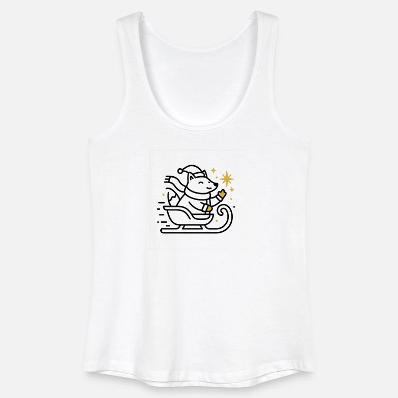 Christmas Mouse on Sleigh - Women’s Organic Tank Top - white