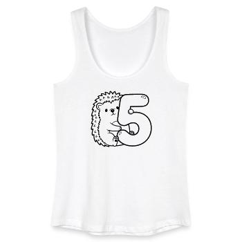 Igel mit Zahl 5 Cartoon Illustration - Frauen Bio Tank Top - Weiß - Vorne