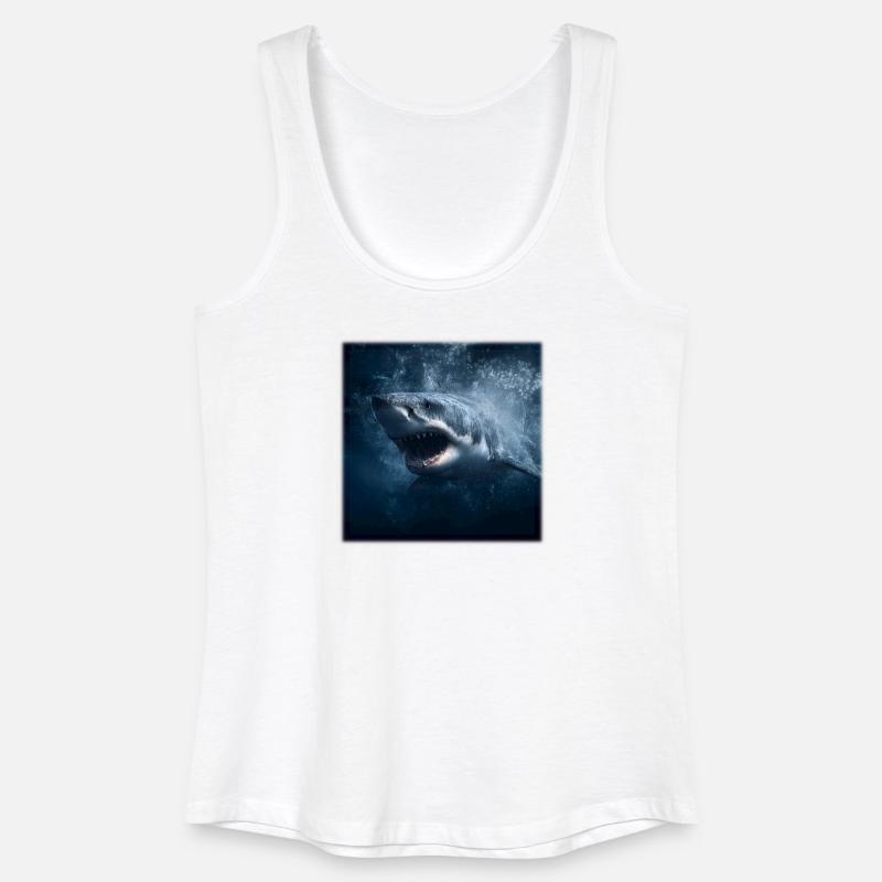 Great White Shark Attack Ocean Design Predator - Women’s Organic Tank Top - white
