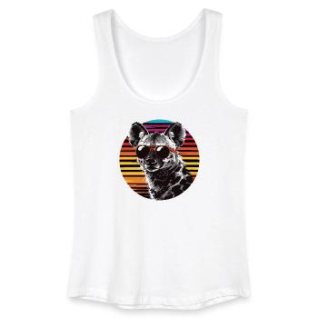 Sonnenbrillen-Hund im Neon-Retro - Frauen Bio Tank Top - Weiß - Vorne