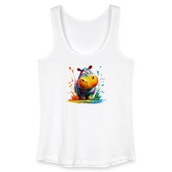 Bunter Hippo Splash - Frauen Bio Tank Top - Weiß - Vorne