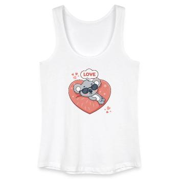 Koala Love Allongé Sur Cœur Rose - Débardeur bio Femme - blanc - Devant