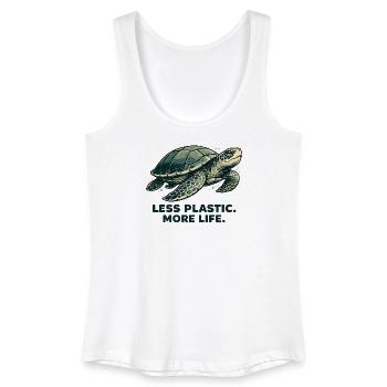 Moins de plastique, plus de vie : design de tortues - Débardeur bio Femme - blanc - Devant