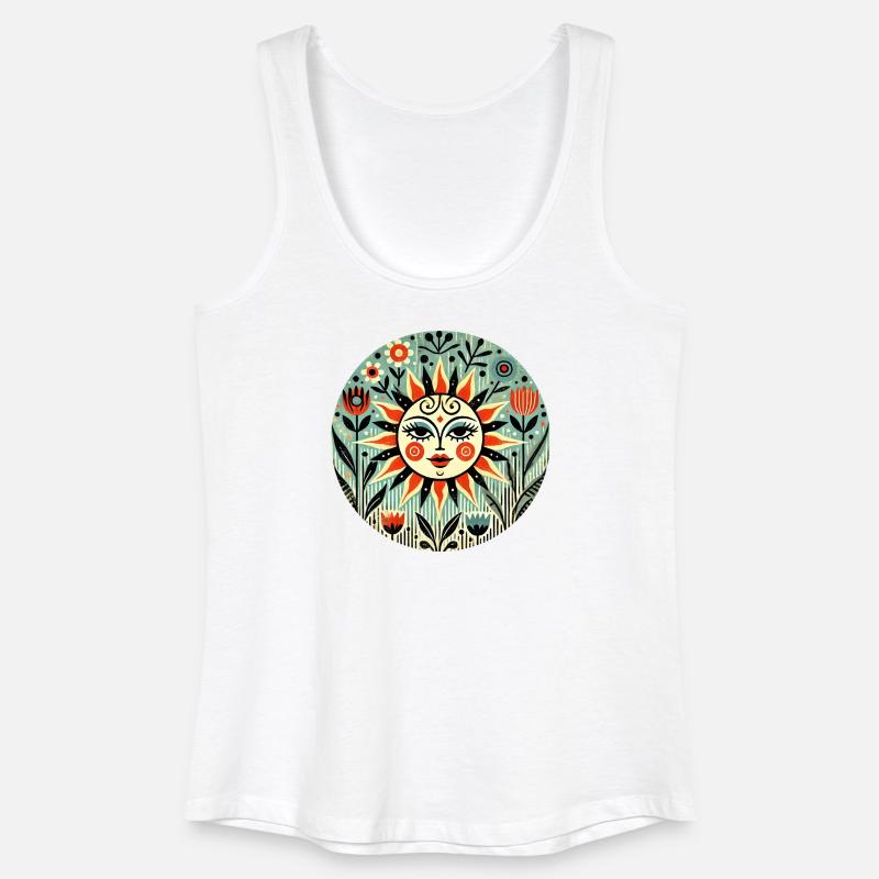 Solfolkets Blomstringscirkel - Økologisk tanktop til damer - hvid