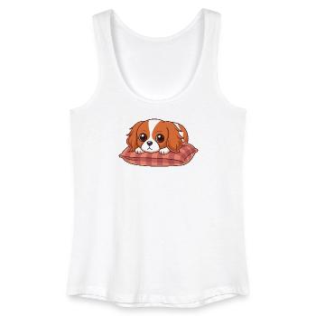 Niedlicher Welpe auf kariertem Kissen - Frauen Bio Tank Top - Weiß - Vorne