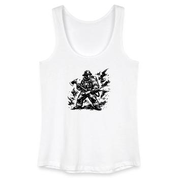 Heroischer Feuerwehrmann Comic Stil Schwarz Weiß - Frauen Bio Tank Top - Weiß - Vorne