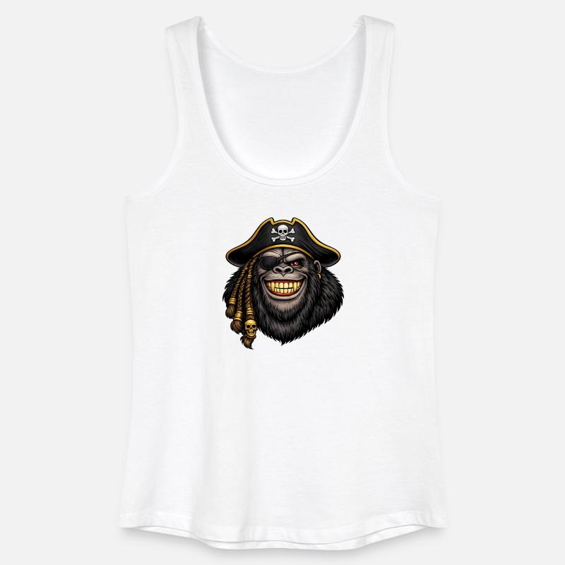Pirate gorilla with gold teeth - Women’s Organic Tank Top - white