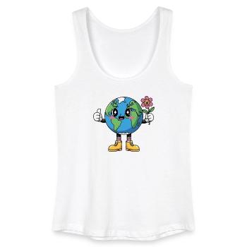 Smiling Planet Earth T-Shirt-Geschenke - Frauen Bio Tank Top - Weiß - Vorne