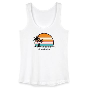 Sunset Retro Palmen - Frauen Bio Tank Top - Weiß - Vorne