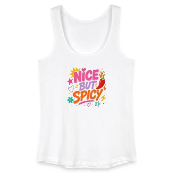 "Nice But Spicy" - Bunt, frech und voller Energie. - Frauen Bio Tank Top - Weiß - Vorne