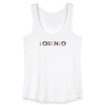 LORENZO name adorned with flowers - Women’s Organic Tank Top - white - Front