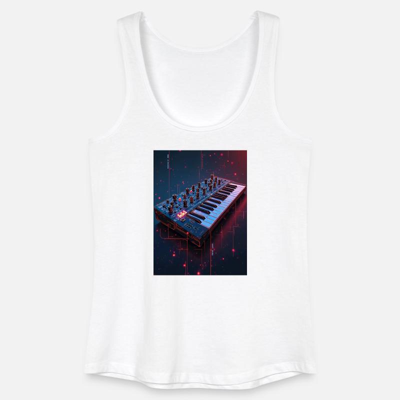 Futuristic Synthwave Music Console - Women’s Organic Tank Top - white