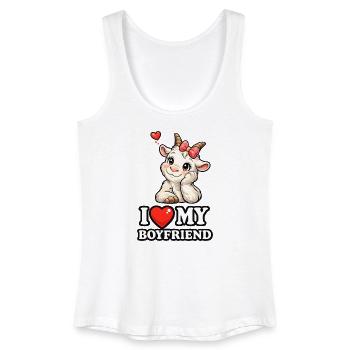 Süße Ziege I Love My Boyfriend Comic Grafik - Frauen Bio Tank Top - Weiß - Vorne