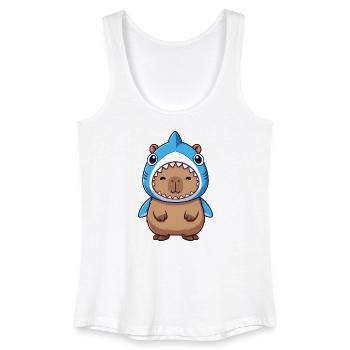 Costume de cochon d’Inde Hamster Capybara mignon Samba - Débardeur bio Femme - blanc - Devant