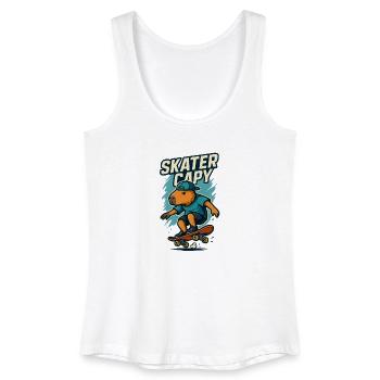 Skater Capy – Cool Capybara Skate - Frauen Bio Tank Top - Weiß - Vorne