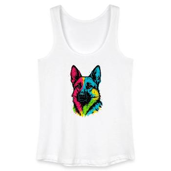 Berger Allemand Pop Art Portrait Chien Multicolore - Débardeur bio Femme - blanc - Devant