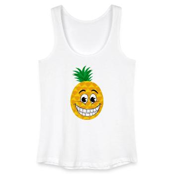 gai dessin animé ananas sucré fruits tropicaux été - Débardeur bio Femme - blanc - Devant