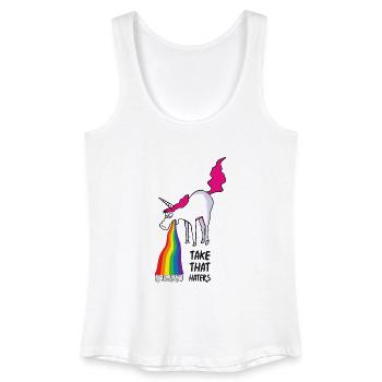 Unicorn vomiting rainbow - take that haters - Women’s Organic Tank Top - white - Front