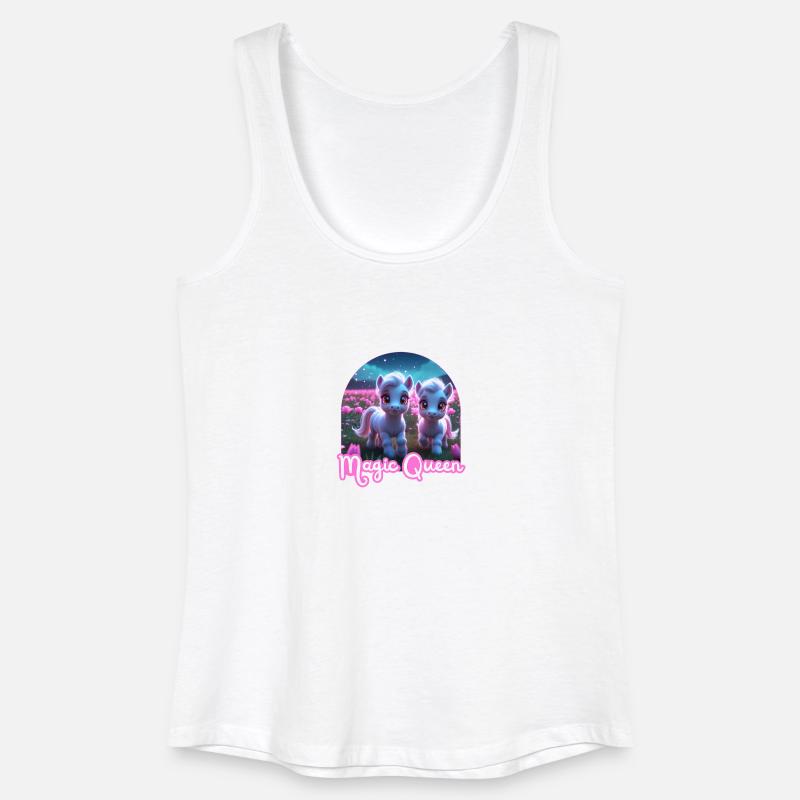 Two Cute Ponies - Magic Queen - Women’s Organic Tank Top - white