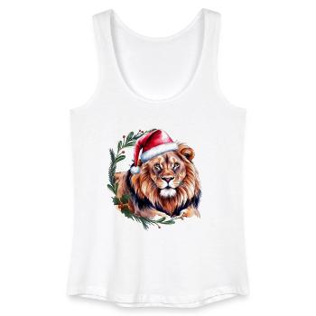 Lion avec chapeau de Noël Motif de Noël - Débardeur bio Femme - blanc - Devant