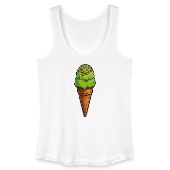 Glace verte pistache sur zone gaufre - Débardeur bio Femme - blanc - Devant