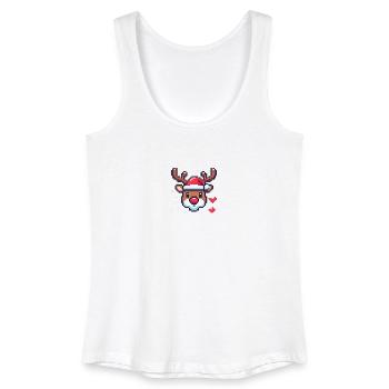 8 Bit Christmas Reindeer Head - Women’s Organic Tank Top - white - Front