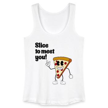 Slice to meet you! - Retro Pizza Cartoon - Frauen Bio Tank Top - Weiß - Vorne