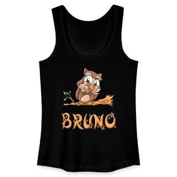 Eule Bruno - Frauen Bio Tank Top - Schwarz - Vorne