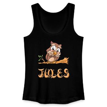 Eule Jules - Frauen Bio Tank Top - Schwarz - Vorne