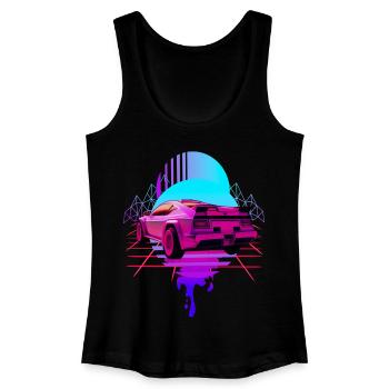 Retro Wave Sports Car Vaporwave - Women’s Organic Tank Top - black - Front