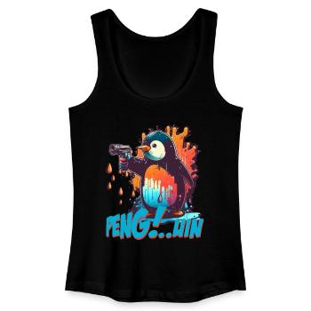 Stylo.. Guin Penguin avec pistolet - Débardeur bio Femme - noir - Devant