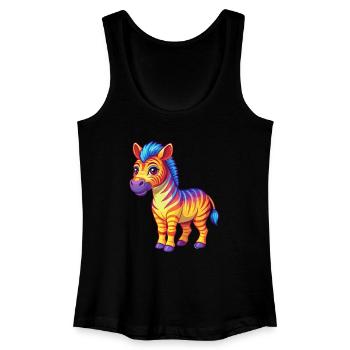 Zebra Colorful Kawaii Cartoon Character Clipart - Women’s Organic Tank Top - black - Front
