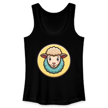 Sheep Kawaii Cartoon Character Animal Pet Face - Women’s Organic Tank Top - black - Front