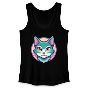 Chat bleu russe race dessin animé Kawaii Animal Pet - Débardeur bio Femme - noir - Devant