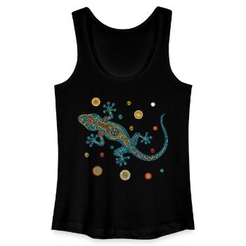 Mosaik-Eidechse blau– Farbenfrohes Tierdesign - Frauen Bio Tank Top - Schwarz - Vorne