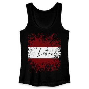 Grunge-lettische Flagge, ich liebe Lettland - Frauen Bio Tank Top - Schwarz - Vorne