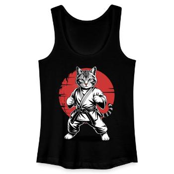 Karaté, Judo, arts martiaux japonais, chat - Débardeur bio Femme - noir - Devant