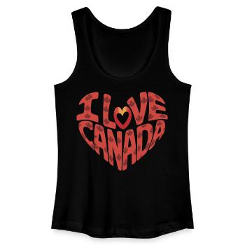 Love Canada heart with maple leaves - Women’s Organic Tank Top - black - Front