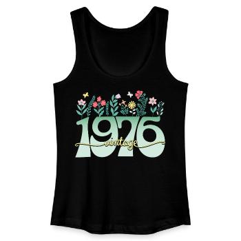 1976 Fleurs 50 Ans Anniversaire Femme - Débardeur bio Femme - noir - Devant