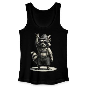 Cooler bayrischer Waschbär mit Trachtenlook - Frauen Bio Tank Top - Schwarz - Vorne