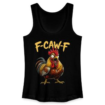 F-CAW-F Coq Dessin animé Graphique - Débardeur bio Femme - noir - Devant