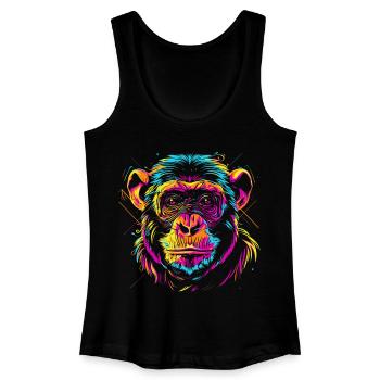 Tête de singe néon dans le style pop art - Débardeur bio Femme - noir - Devant
