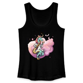 Pastell Unicorn Saxophonist - Frauen Bio Tank Top - Schwarz - Vorne