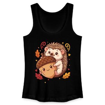 Süßer Igel mit Eichel Herbst - Frauen Bio Tank Top - Schwarz - Vorne