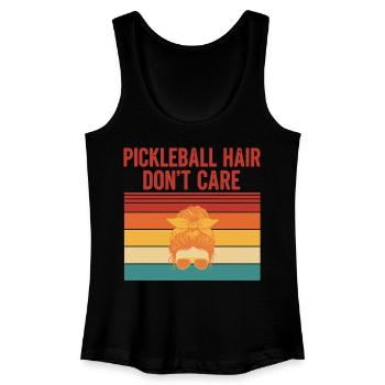 Pickleball Cheveux S’en Fiche, Joueur Drôle Amour - Débardeur bio Femme - noir - Devant